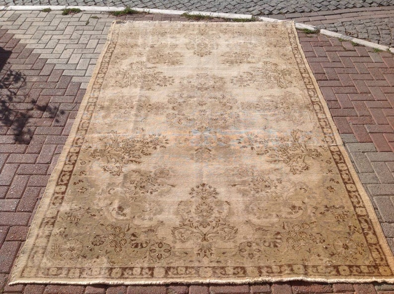 Area Rug Distressed Antique Oushak Rug 121 X 77 Etsy