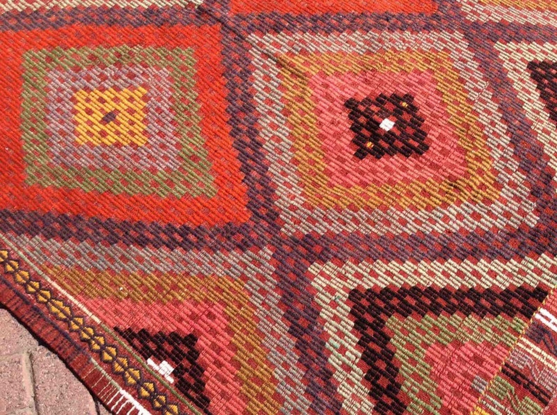 Kilim Rug Pink Turkish Kilim 122 X 65 Vintage Etsy