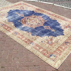 Large Area rug, 122 x 80, Distressed Antique Oushak Rug, Oushak rug, neutral rug, Vintage rug, distressed rug, area rug, Turkish, 030x image 2