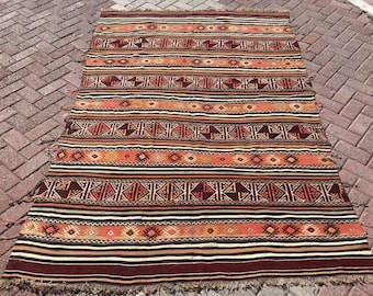 Striped Kilim rug, 94" x 63" inches, Vintage Turkish kilim rug, area rug, kilim rug, kelim rug, vintage rug, bohemian rug, Turkish rug,