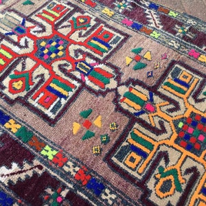 Turkse loper, loper loper, Oushak loper, 110 x 39 inch, loper in gedempte kleur, handgeknoopt tapijt, licht tapijt, loper unieke kleur, paars, 208 x afbeelding 6