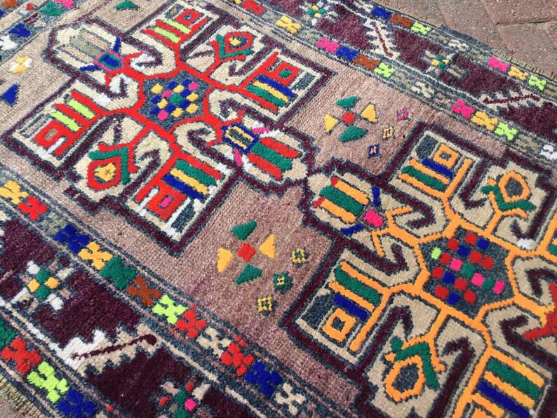 Turkse loper, loper loper, Oushak loper, 110 x 39 inch, loper in gedempte kleur, handgeknoopt tapijt, licht tapijt, loper unieke kleur, paars, 208 x afbeelding 6