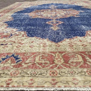 Large Area rug, 122 x 80, Distressed Antique Oushak Rug, Oushak rug, neutral rug, Vintage rug, distressed rug, area rug, Turkish, 030x image 4