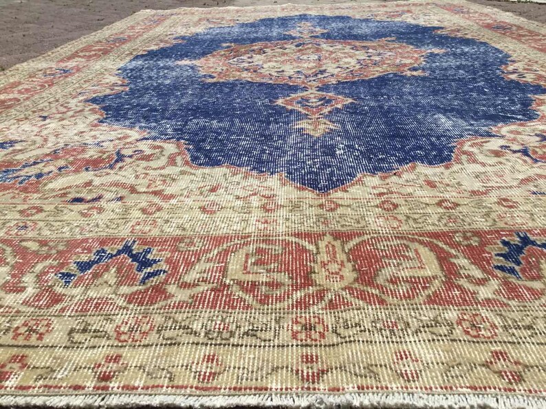 Large Area rug, 122 x 80, Distressed Antique Oushak Rug, Oushak rug, neutral rug, Vintage rug, distressed rug, area rug, Turkish, 030x image 4