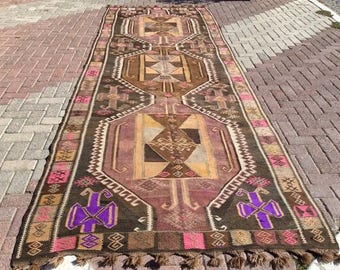 Large Kilim rug, OVERSIZED rug, 175" x 60" rustic rug, Wool area rugs, kilim rug, kelim rug, vintage rugs, bohemian rug, Turkish rug, 694x