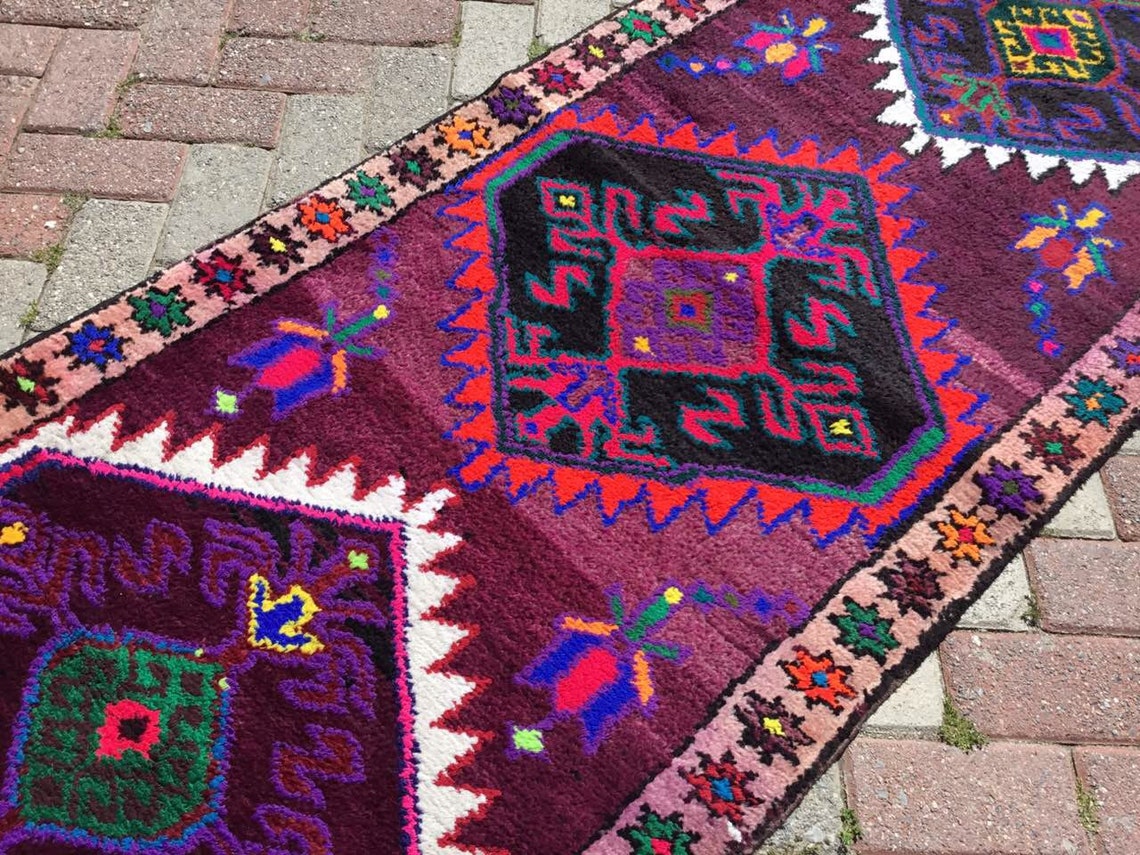 Herki Runner Rug Turkish Runner Rug 140 X 37 Etsy