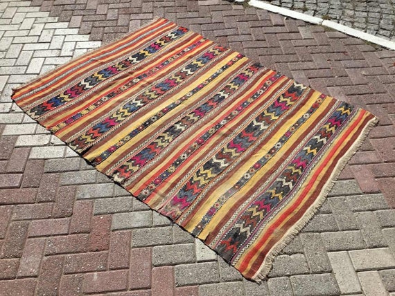 Rustic Rug, Muted Color Kilim Rug, 78