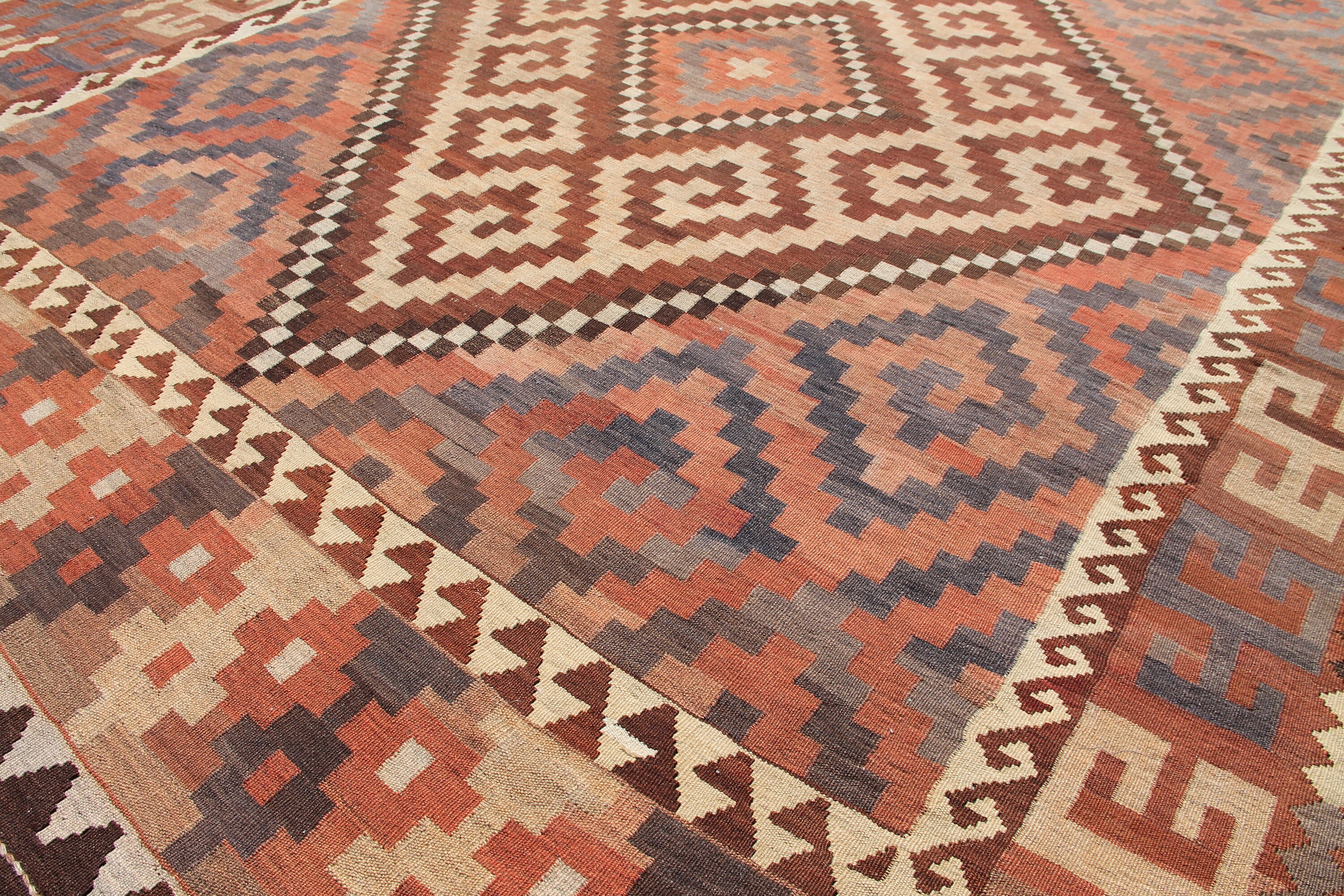 特大ヴィンテージキリムラグ – 110インチ×185インチ 手織りウール