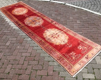 Collectible Runner, Rustic Red  Runner rug, 156" x 40", Oversized runner, 13 feet runner, Turkish runner rug, Turkish runner, hallway , 192
