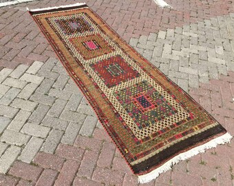 Kilim runner, 101" x 33", kilim runner Rug, Vintage Turkish kilim runner rug, runner, runner, vintage hallway runner rug, bohemian rug,272x