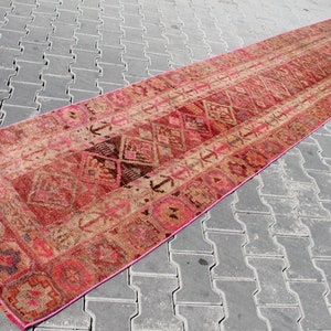 Tapis Herki, 179 &quot;X 32&quot;, tapis turc, tapis de passage de 15 pi, tapis de passage rouge, tapis de couloir, tapis de passage rustique, tapis de course, tapis de course bohème, 270x