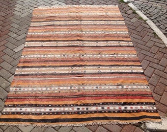 Striped Kilim rug, 99" x 65" inches, Vintage Turkish kilim rug, area rug, kilim rug, kelim rug, vintage rug, bohemian rug, Turkish rug, 533