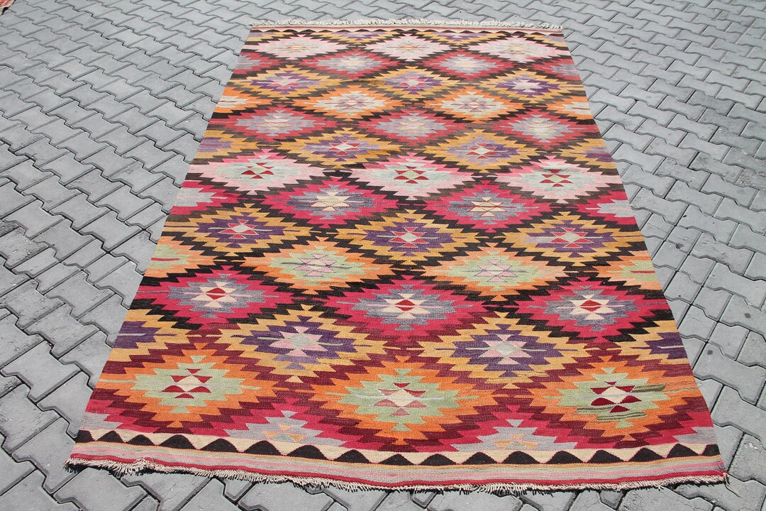 Turkish Kilim Rug, Area Rug, 118