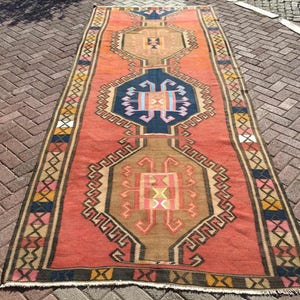 Oversized kelim vloerkleed, 158" x 62.5", MUTED kelim, Turks kelim vloerkleed, rood en bruin vloerkleed, gebied tapijt, kelim vloerkleed, vintage vloerkleed, rustiek