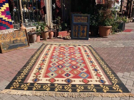 Kilim Rug, Vintage Turkish Kilim Rug, 111