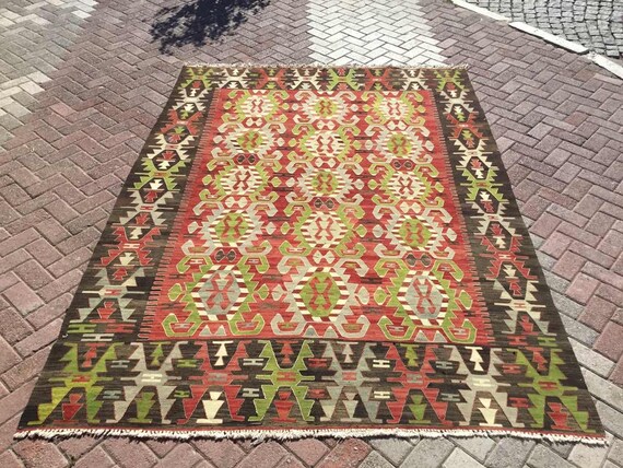 大面積ラグ、ラグ、112インチ x 83インチ、キリムラグ、ヴィンテージ