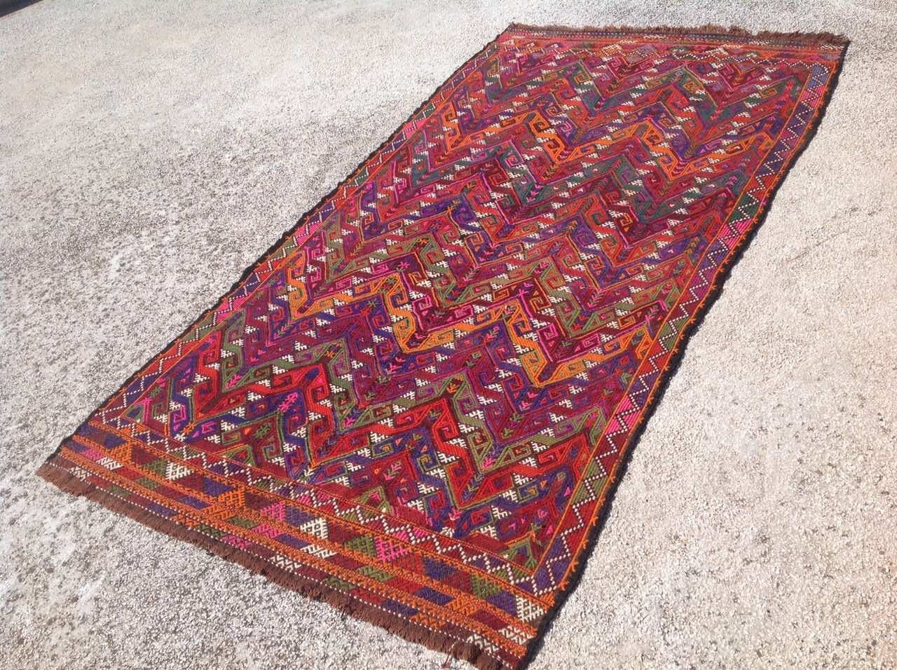 Muted Purple Kilim rug 116'' x 60'' Vintage Etsy