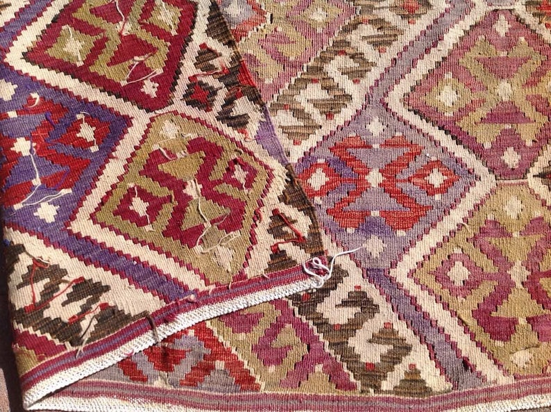 Large kilim rug 128 x 65 Pale Kilim rug Vintage | Etsy