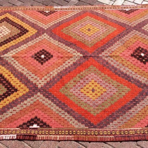 Kilim rug, Pink Turkish kilim, 122 x 65, Vintage Turkish kilim rug, rustic rug, rug, pale, faded, rustic, bohemian, pale pink kilim, 675x image 5