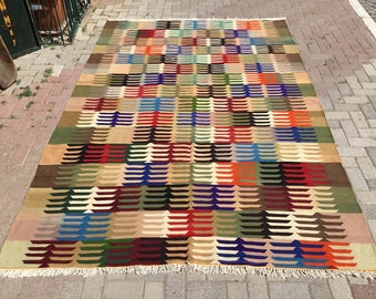 Turkish Kilim Rug, area rug, 118"x 79.5" , kilim rug, Vintage Turkish kilim, fall decor, vintage rug, bohemian, Turkish rug, orange 8x10,19x