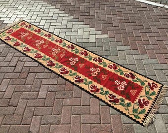 Kilim runner, 104" x 24" kilim runner Rug, Vintage Turkish kilim runner rug, runner, runner rug, vintage hallway runner, bohemian runner,170