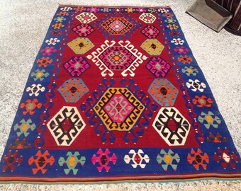 Kilim rug, kilim, Vintage Turkish kilim rug, 115" x 69", area rug, kilim rug, kelim rug, vintage rug, bohemian rug, Turkish rug, rugs, 480