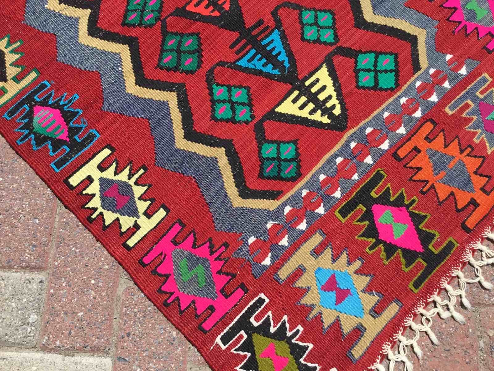 Red Kilim Rug 45 X 33.5 Vintage Turkish Kilim Etsy