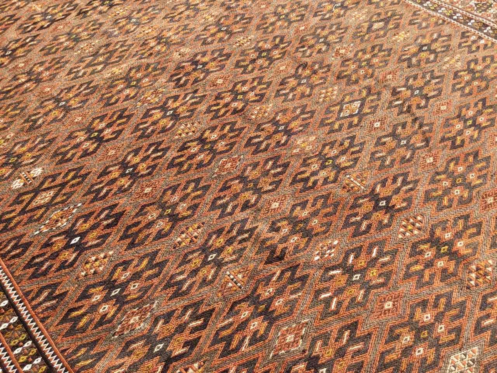 Oversized RUSTIC Area Rug, 142 79 Brown Soumak Kilim Rug, Vintage ...