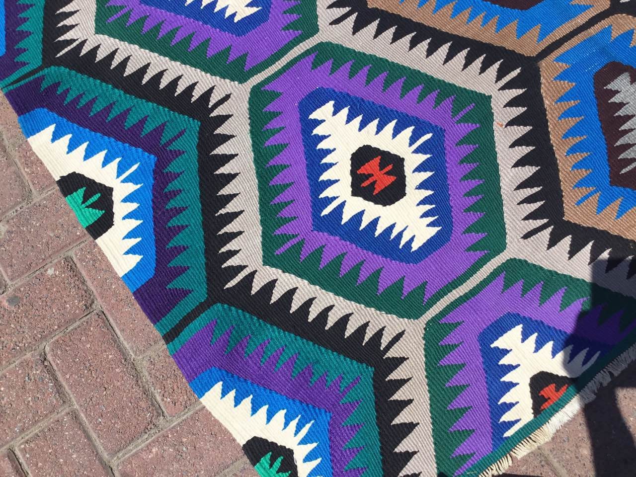 Bright Kilim blue kilim Purple Kilim Vintage Turkish rug Etsy