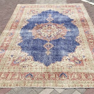 Large Area rug, 122 x 80, Distressed Antique Oushak Rug, Oushak rug, neutral rug, Vintage rug, distressed rug, area rug, Turkish, 030x image 1