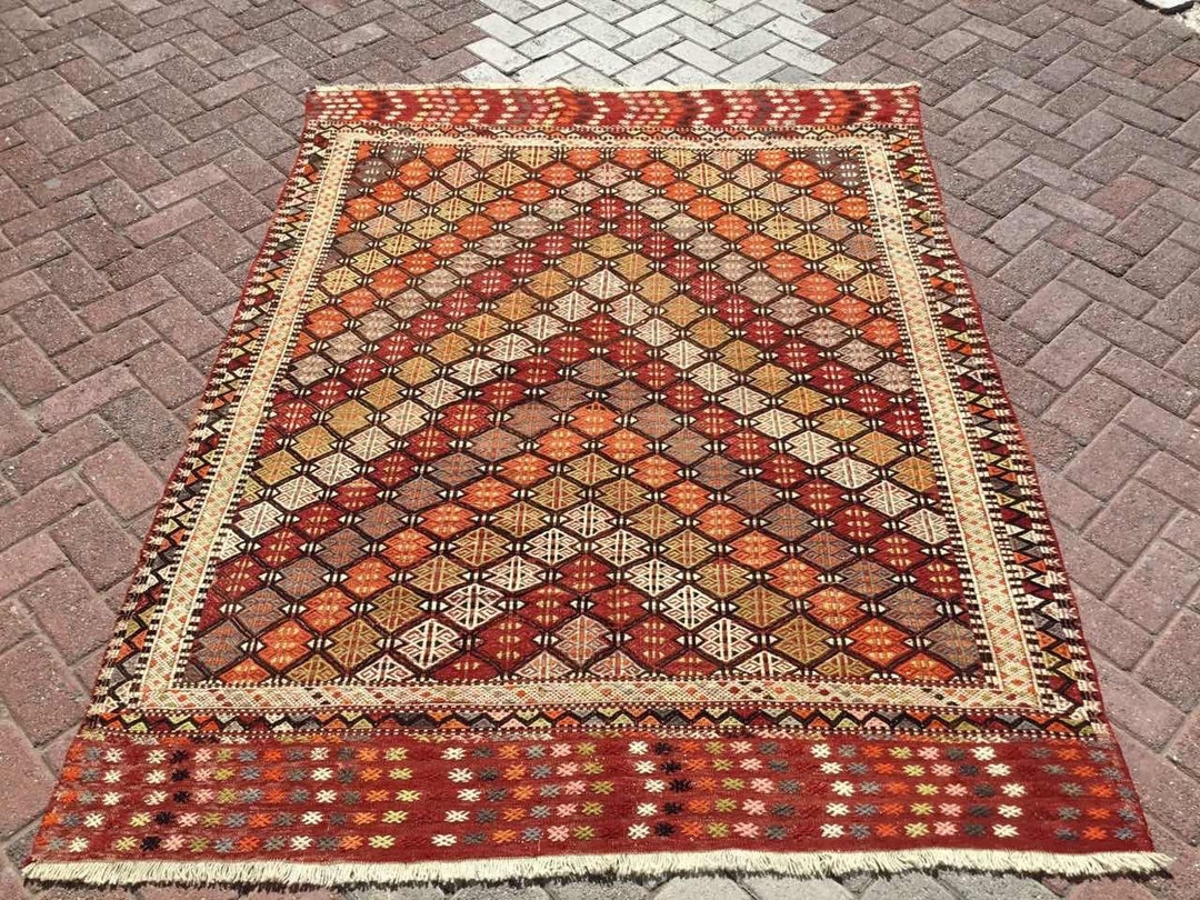 Kilim Rug, Vintage Turkish Kilim Rug, 83