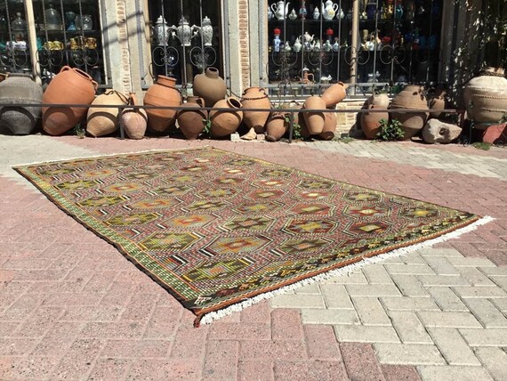 Large Kilim Rugs, Geometric Rug, 116