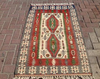 Color pálido, alfombra silenciada, alfombra kilim de tamaño pequeño, alfombra turca vintage, alfombra kilim pastel, kelim, alfombra vintage, alfombra boho, dormitorio, 55" x 35",003x