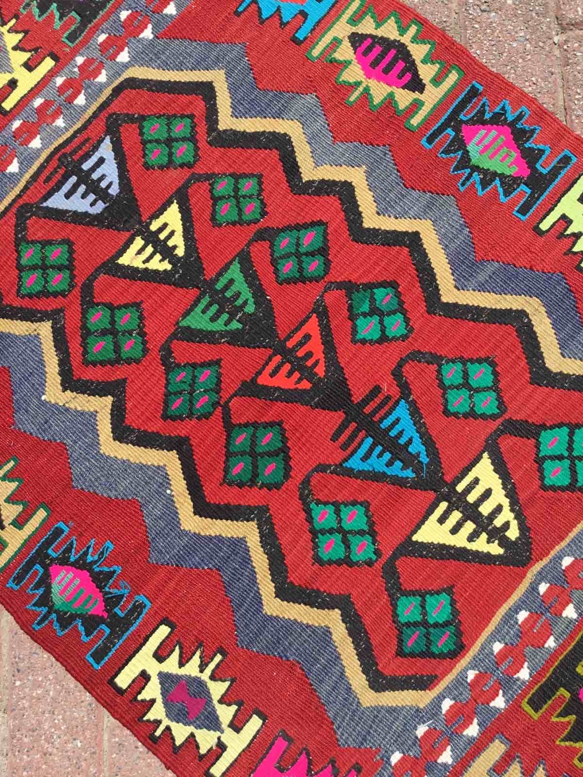 Red Kilim Rug 45 X 33.5 Vintage Turkish Kilim Etsy
