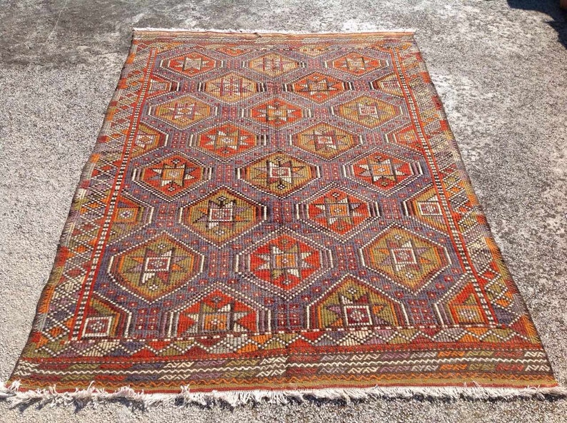 Muted Purple Kilim Rug 106'' X 75'' Vintage Etsy