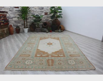 Large Area rug, 79 " x 95", Turkish rug , Oushak rug, neutral rug, Vintage rug, distressed rug, area rug, Handmade rug , 481x