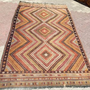 Neutral Area rug, 108&quot; x 64&quot;, Faded Kilim rug, Vintage Turkish kilim rug, kilim rug, vintage rug, bohemian rug, Turkish rug, tribal rug,799x