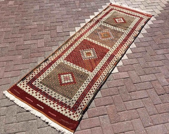 Kilim runner, 98" x 33", kilim runner Rug, Vintage Turkish kilim runner rug, runner, runner, vintage hallway runner rug, bohemian rug