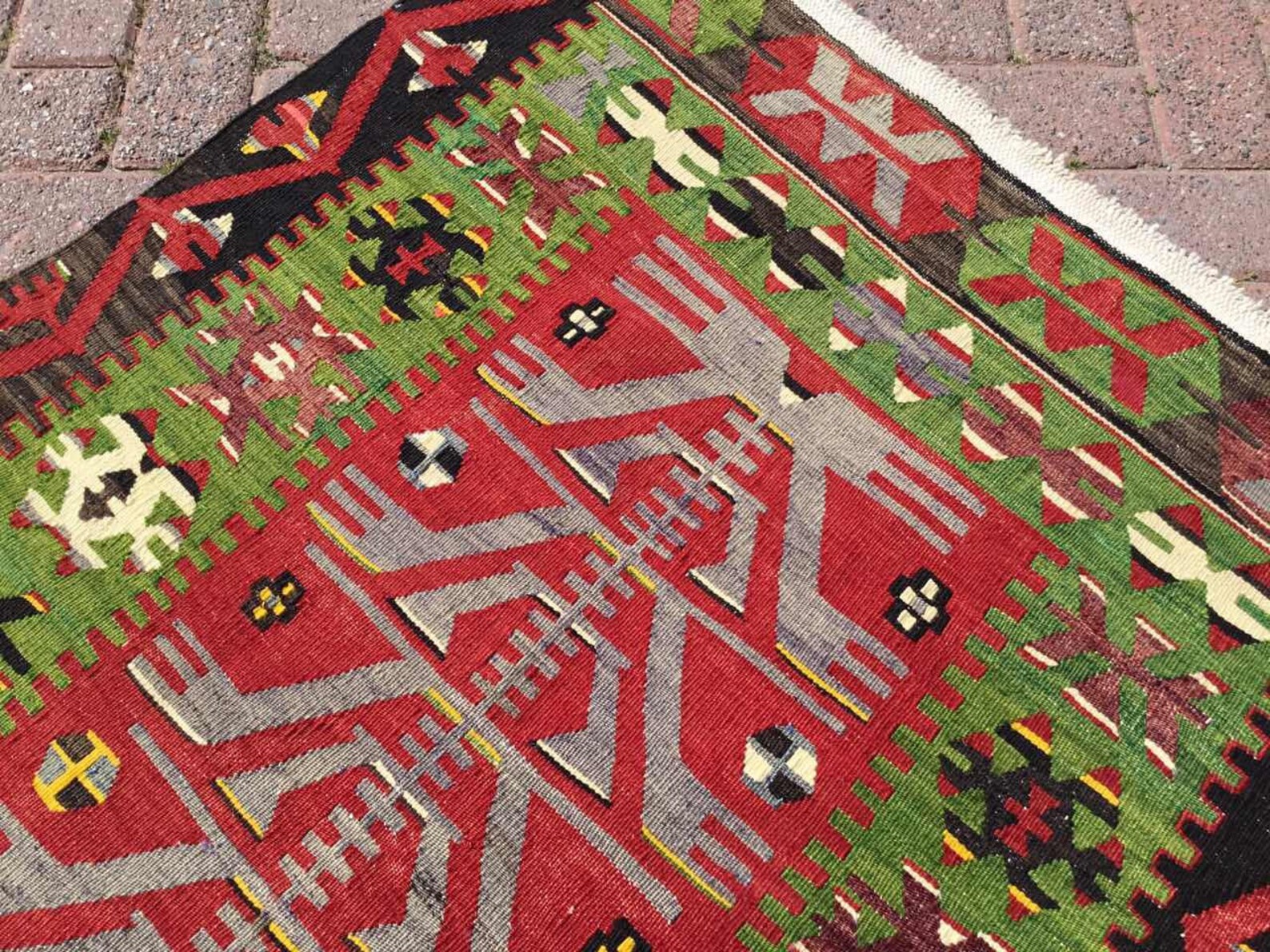 Small Kilim Green Kilim Rug 53.5x38 Vintage Etsy
