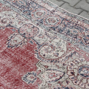 Large Area rug, 119 x 81, Distressed Antique Oushak Rug, Oushak rug, neutral rug, Vintage rug, distressed rug, area rug, Turkish rug, image 4