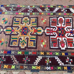 Turkse loper, loper loper, Oushak loper, 110 x 39 inch, loper in gedempte kleur, handgeknoopt tapijt, licht tapijt, loper unieke kleur, paars, 208 x afbeelding 5