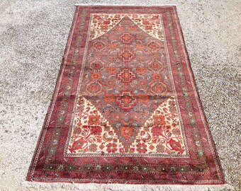 Red Bohemian Rug,  5'9" x 3' Area rug, Vintage rug, Anatolian rugs, hand knotted rug, Turkish rug, small rugs, oriental rug, rug 077x