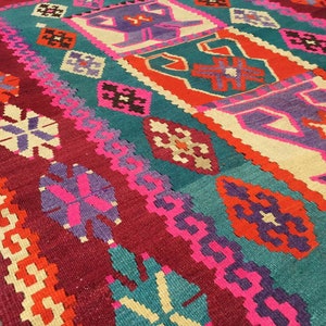 Geometric design rug, kilim rug, 92.5x67.7, colorful Turkish rug, area rug, bohemian rug, eccentric rug, kelim, kilim, Orange kilim, 775 image 5