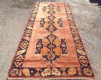 Vintage Runner rug, 151" x 61", Hand knotted rug, Red runner, anatolian runner, Faded color rug, rustic runner, runner rug, long hallway,32x