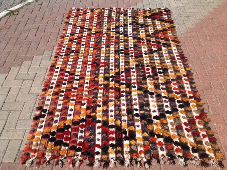 Area rug 5x8, Kilim rug 5x8, Tulu Rug, Decorative kilim, bohemian rug, Turkish rug, rug, Soft color kilim, rug, colorful rug, boho rug,189x image 1