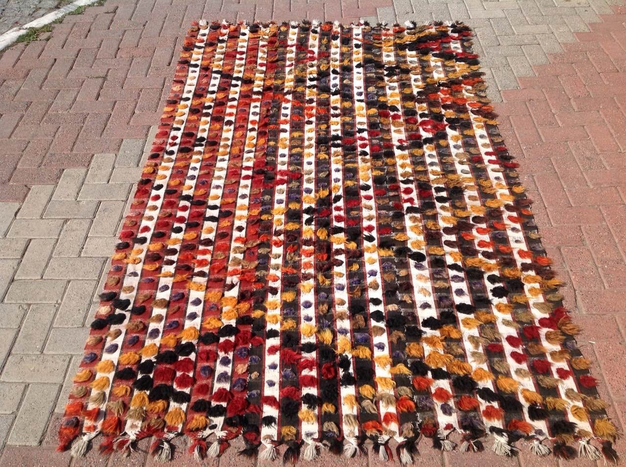 Tapis 5 X 8, Tapis Kilim Tulu Tapis, Décoratif, Boho Turc, de Couleur Douce, Coloré, 189X