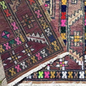 Turkse loper, loper loper, Oushak loper, 110 x 39 inch, loper in gedempte kleur, handgeknoopt tapijt, licht tapijt, loper unieke kleur, paars, 208 x afbeelding 8