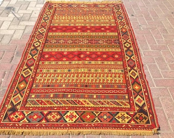 Soumak kilim rug, Vintage Turkish kilim rug, area rug, kilim rug, kelim rug, vintage rug, bohemian rug, natural wool, flat rugs, rugs, 209x
