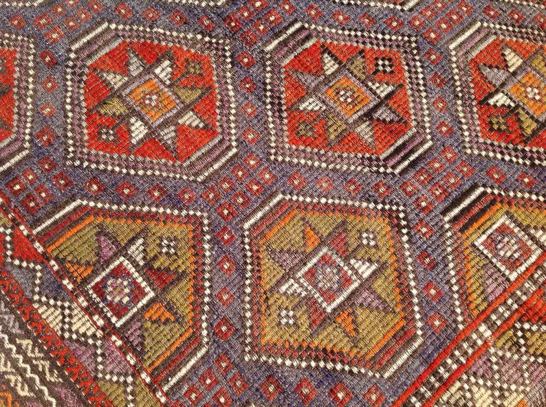 Muted Purple Kilim Rug 106'' X 75'' Vintage Etsy