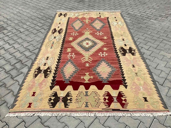 キリム ラグ、淡いトルコ キリム、126